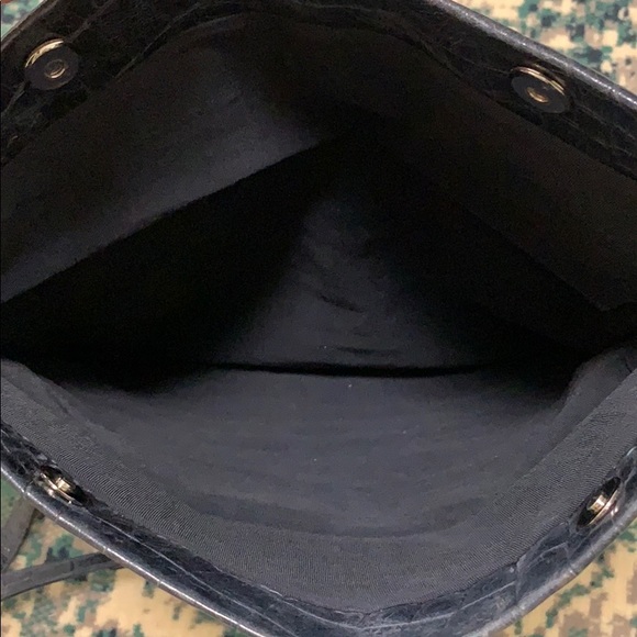 Zara Style Navy Faux Leather Croc Embossed Convertible Clutch Shoulder Purse - Picture 3 of 4